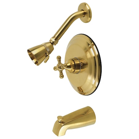 Kingston Brass Tub and Shower Faucet, 3, Wall Mount, Brushed Brass KB2637BX